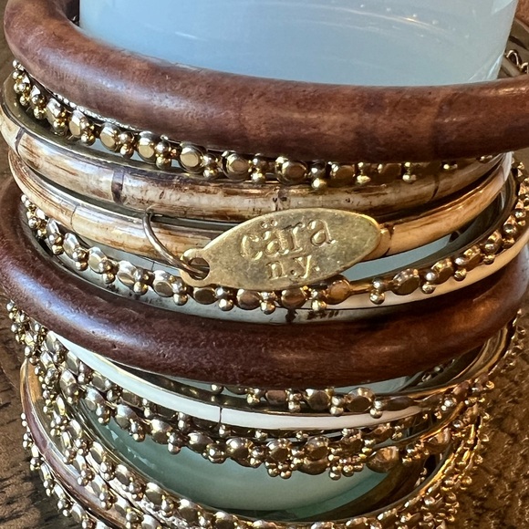 Cara NY Gold, Brown and Ivory Bangle Bracelet Set of 23 Individual Bracelets - Picture 3 of 4